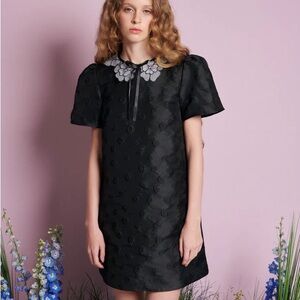 Sister Jane Black Dress with White Floral Detail